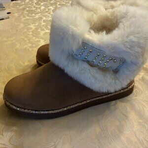 Juicy Couture J-C Keeper Ankle Boots Faux Fur Women's Suede Natural Color Sz 7